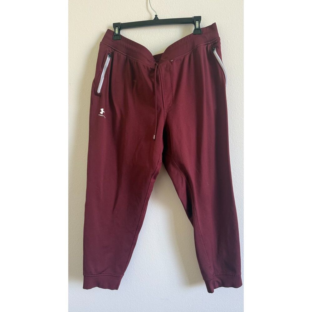 Under Armour Jogger Pants Men's XXL Burgundy Maroon Loose Fit Zip Pockets